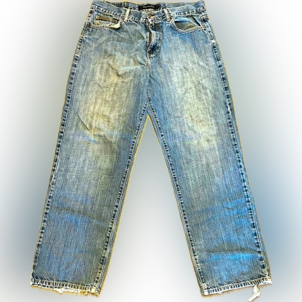 Calvin Klein Men’s Straight-Leg Blue Jeans, Size 34x30, Good Pre-Loved Condition
